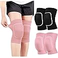 YONEEKSS 2 Pair Stretchy Knee Pads Knee Brace for Men Women Youth Soft Brace Breathable Sleeve Volleyball Football Dance Tennis Running Cycling Workout Climbing Jogging (Black and Pink, L)
