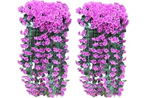 Yeehliny Künstlich Hängende Blumen, Blauregen Hängende Kunstblumen für Hochzeit Haus Dekoration Violette Blumen Wand Glyzinien Kunstblumen Plastikblumen Hängende Plastikpflanzen (2pcs -D)