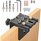 Kotsy Pocket Hole Jig Kit 3 in 1 Pocket Hole Jig Kit 6/8/10/15mm with Positioning Clip for DIY Woodworking for 14-50mm Plate