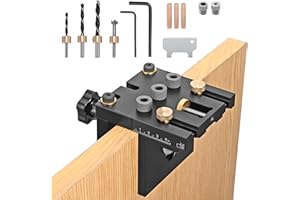 Kotsy 6/8/10/15mm Foro Tasca Jig Kit, 3 in 1 Lavorazione Del Legno Doweling Jig Kit con Clip di Posizionamento Regolabile Guida Foratura Puncher Locator