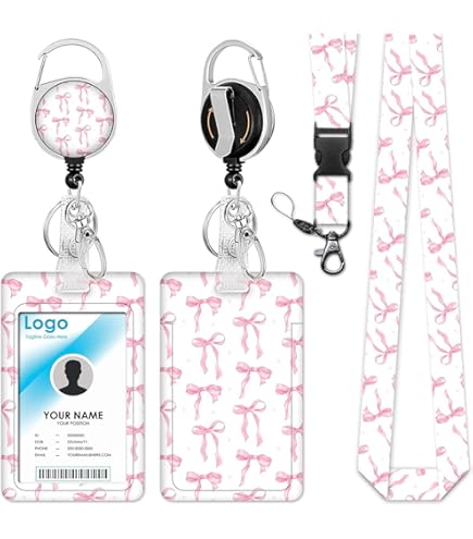 Colorful Retractable Badge Reel & Lanyard Set With Detachable Neck Strap And Vertical ID Holder - Durable Rubber Material, Ideal For Nurses * Students, Office Staff, Nurse Accessories For Work