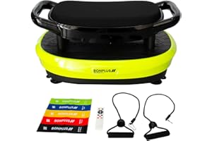 Bonplus BP | Plataforma Vibratoria con Asiento | Fitness | para Adelgazar | Tonificador de músculo | Potencia por 3000 el Entrenamiento | Entrenamiento de Core | Incluye Bandas Tensoras