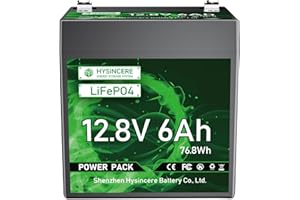 ‎HYSINCERE HYSINCERE 12V 6Ah LiFePO4 Lithium Batterie mit 10A BMS-Intelligent Schutz, Wiederaufladbare Akku 3000+ Deep Cycle für Notstrombeleuchtung, Fischfinder, Camping, Rasenmäher, Solarpanel, Wohnmobile