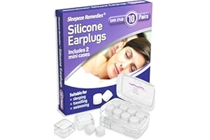 Sleepeze Remedies Bouchons D'Oreille Silicone 10 Clair Paires, 27dB Moulable Bouchon Oreilles Anti bruit pour Dormir, Bouchon d'oreille de Natation, Earplug pour Sommeil, Ronflement, Voyage