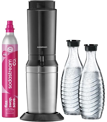 SodaStream Crystal 2.0 Aktionspack Wassersprudler, Titan, inkl. 3 Glasflaschen Küche, Haushalt & Wohnen