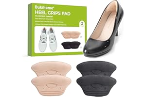 Heel Grips Pads for Women Shoes - Bukihome Heel Inserts Liners Non-Slip for Loose Too Big Shoes - Shoe Cushions Fillers Prevent Blister Callus Rubbing Pain Fatigue Relief (2 Pairs)