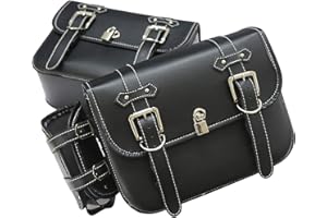YUANZHOU CLBING Borsa Sella Moto, 2pcs Borse Da Sella In Pelle, Borse Laterali Moto Universali, Con Sacca D'acqua,Black-M
