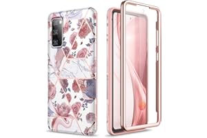SURITCH Etui kompatybilne z Samsung S20 FE, [wbudowana osłona ekranu] lśniący marmur, ochrona całego korpusu, odporne na wstrząsy, wytrzymałe etui ochronne do Samsung Galaxy S20 FE (różowy marmur)