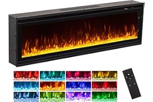 INMOZATA Electric Fire 40 inch/102cm Recessed & Wall Mounted Fireplace for Media Wall, Electric Fireplace with Remote Control, 12 LED Flame Colours, Ajustable Thermostat, 900W&1800W Heater