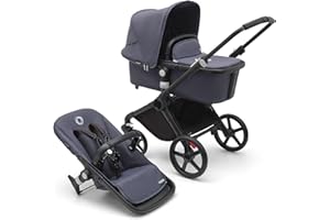 Bugaboo Fox Cub - Carrito Todoterreno, con Capazo y Silla de Paseo Fuerte y Ligera, Diseño Duradero con Capota para el Sol Extra Grande, se Pliega en una Sola Pieza Portable, Stormy Blue