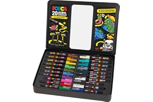 ‎POSCA POSCA 186830 - POSCA Marker Set, 20er Etui, inkl. Anleitungen für 3 Graffiti Charaktere
