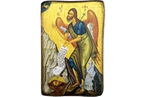 IconsGr Wooden Greek Christian Orthodox Wood Icon of Saint John the Baptist / A0