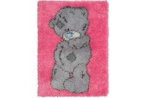 LEE MY Rosa Grizzly Knüpfteppich Teppichfertigungs-Set, Latch Hook Rug Kits für Kinder und Erwachsene zum Selber Knüpfen Teppich Home Dekor/Geschenk,Rosa,52cm*38cm/20 * 15 in