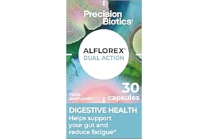 PRECISIONBIOTICS Alflorex Dual Action - Daily Gut Health Probiotics Supplement with Unique Bifidobacterium Longum Bacteria strains 35624 and 1714 + Calcium + Vitamin B6 - Bacterial Cultures - 30 Capsules