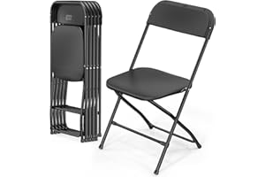 Bonnlo Klappstuhl, Gartenstühle 6er Set, Klappstuhl Caming Balkon Garten, Stapelbar, aus Metall & Kunsttoff, bis 158KG, Schwarz