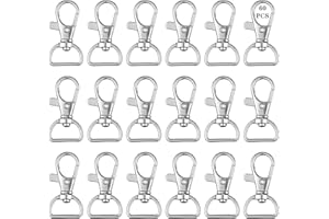 SUFE Aoliandatong 60 Pcs Swivel Clasps Clips, D Ring Keychain Hooks Swivel Snap Hooks Clips, Lobster Claw Clasps for Lanyard Clips Key Rings Puppy Chains Bags(0.59 Inside Width)