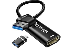 VIXLW Tarjeta de Captura de vídeo, USB 3.0 HDMI a USB C/A Game Capture Card, Entrada 4K y Captura de 2K30Hz, Compatible con Nintendo Switch PS Xbox TV Youtube Camera Laptop Teléfono Móvil Mac OBS