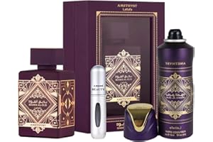 Amethyst Badee Al Oud Set Regalo, Eau de Parfum 100ml + Deodorante Spray Profumato 200ml + Atomizzatore Amami BEAUTY - Originali importato Dubai, fragranza Orientale Unisex