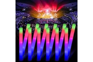 AUOHTOWRT 20pcs Giant Glow Foam Sticks,Light up Batons,Foam Glow Sticks for Wedding,3 Multi-modes Color Flashing Wand for Party Supplies Party,Birthday,Weddings