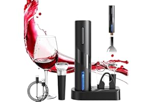 OSKUGLIN Cavatappi Elettrico, Set Apribottiglie Elettrico con Tagliacapsule, Aeratore per Vino, Tappo per Vino, per Casa, Ristorante, Feste, Come Regalo per La Famiglia
