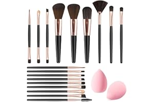 VONSERA 18 Pièces Pinceaux Maquillages, Pinceau de Maquillage Professionnels avec Blender Eponge, Kit Pinceaux Maquillage, Idéal pour Fond de Teint, Teint et Fard à Paupières