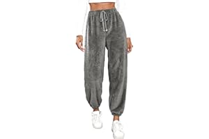 BiCophy Womens Plush Fuzzy Pajama Lounge Pants Winter Warm Soft Home Pjs Bottoms Drawstring Athletic Jogger Sweatpants High Waist Fluffy Fleece Women Fall Pants Sleepwear
