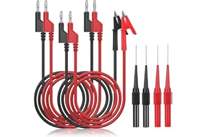 YAMXIN 8 Stück Multimeter Messleitungen Set mit 4mm Bananenstecker Krokodilklemmen Testsonde, Doppelstecker, Rot und