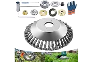 PASLFC Profi Unkrautbürste Freischneider mit 25,4mm Bohrung,Drahtbürste für Freischneider,Wildkrautbürste,Stahlbürste für Rasenmäher,Stahlbürste für Die Motorsense,Unkrautbürste für Rasentrimmer(8Zoll)