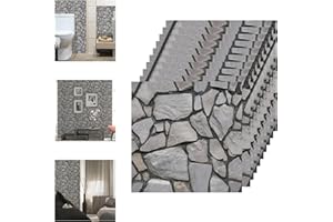 SHULLTJI 20 Stück 3D Steinoptik Wandpaneele, PVC-Selbstklebende Tapete zum Abziehen und Aufkleben, Feuchtigkeitsbeständig Hochtemperaturbeständig, Geeignet für Wohnzimmer Schlafzimmer Balkon (30x30cm, Grau)