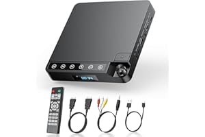 Desobry Lecteur DVD pour TV 1080P, Lecteur DVD HDMI/AV et USB/Carte TF, Câble et Télécommande, Mini CD Player Couverture multizone, avec Fonction de dernière mémoire - Nouveauté