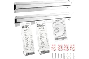 KAWAAN 2 Pezzi Porta Comande Ristorante - Barra Ordinazioni 35 cm - Autoadesivo Clip - Portacomande Barra per Ristorante, Morsetto Ordini Cucina, Bar, Pizzeria da Parete