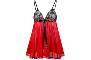 SKTIISN Sexy Kleid Damen für Party Lingerie mit G-String Reizwäsche Dessous Kleid Sexy Dessous Damen für Sex Dessous Damen Spitze BH Set Push Up BH und String Tanga Dessous Sexy Dessous Babydoll Plus S