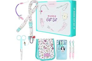 Nurse is Love Set 5 Pzas. Regalos Enfermera Original Y TCAE | Tijeras Enfermeria + Salva bolsillos Enfermeria + Bolígrafos 4 Tintas + Organizador De Bolsillo + Lanyard + Porta Tijeras | Accesorios
