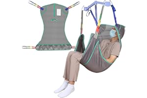 EZ ASSISTIVE Universal Full Body Hoist Sling for Patient Lift – Mesh Transfer Sling for Shower, Large Bariatric Hoist Sling for Elderly & Disabled, 500lbs Weight Capacity (L-Gray)