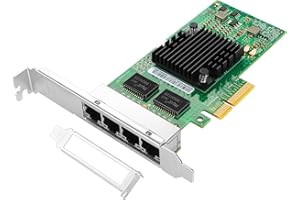 Euqvos PCIe Ethernet Network Card for Intel I350-T4 I350AM2 Chipset PCIe 2.1 x4 1Gb 4 Port RJ45 LAN Card Support Windows Server/Windows/Linux/VMware/ESX