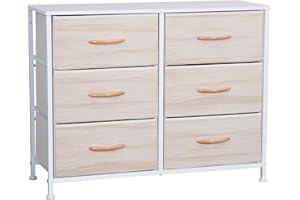 Requena 6-Drawer Chest of Drawers with Wood Top, Large Storage Space, Easy to Install Room Organizer for Bedroom, Living Room, Nursery, Hallway (CD-5826-BEECH-WH)