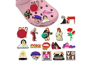 BDSHUNBF 16PCS Shoe Charms, Singer Shoe Decoration, Singer Shoe Accessories, Pins for Adults Teens Kids Cartoon Bracelet Wristband Accessories Birthday Christmas Party Gift