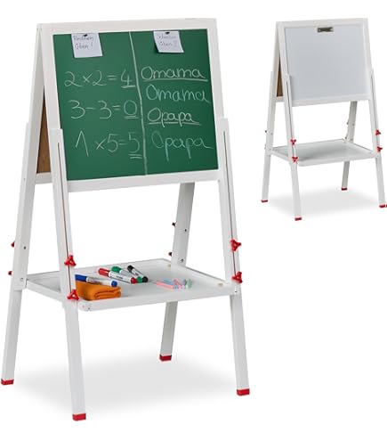 Tableau Magnétique Sur Pied Eichhorn - 40x67x110 Cm - Avec Lettres, Craies Et Éponge - Bois De Hêtre