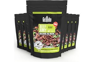 ‎GRILLIDO Grillido 8er Beef Jerky HANF I 8 x 30g I MADE in GERMANY I 100% NATÜRLICH I Trockenfleisch-Snack vom Rind