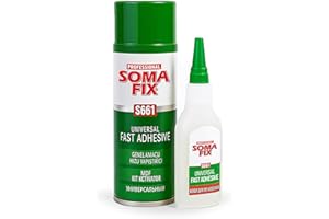 PROFESSIONAL SOMA FIX Super Glue with Activator Spray - Fast Adhesive Kit for Mitre, Wood, Metal, Plastic, Glass, Rubber & More (25ml SuperGlue + 100ml Activator)