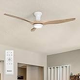 Ensenior Ceiling Fan with Silent Light, 126 cm, Wood Effect Blades, DC Motor with 6 Speeds, LED Lamp 3 Colours with Memory, C