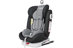 Fourward Baby Car Seat 360° Rotatable | ISOFIX | Resting Position | Group 0+1/2/3 | 9-36 kg | Child Seat with 5-Point Safety Belt | Comfortable Child Car Seat | High Safety | Black