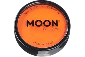 Pro Intense Neon UV Face & Body Paint Cake Pots by Moon Glow - Intense Orange - Professional Water Based Face Paint Makeup for Adults, Kids - 36g