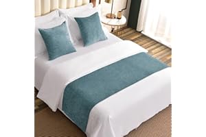 AMBERIS Camino De Cama Azul, Bufanda De Cama Moderna De Chenilla Suave Que No Se Decolora