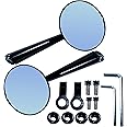 Miwings CNC Alloy Stylish Design 2-Verson Circle Anti Glare Mirror for Motorbike Rearview Side Handle Bar End Mirrors For All Universal Bikes (Left & Right, Pack of 2, BLACK)