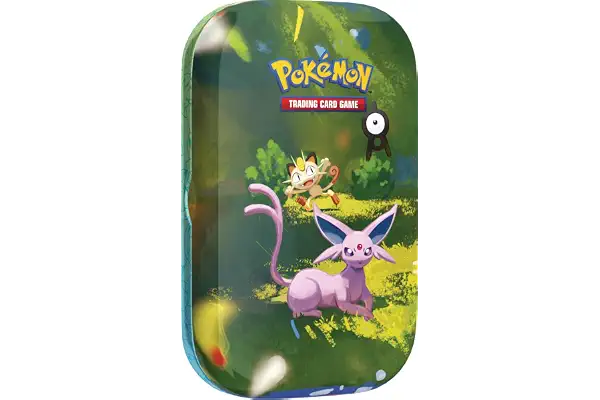Pokémon: Minilata Celebración 30.º Aniversario: Espeon de JCC Pokémon (1 Pegatina, 1 Tarjeta ilustrada y 2 Sobres de Mejora)