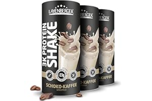 ‎LAYENBERGER Layenberger 3K Protein Shake - 75% Eiweiß und nur 4,5% Kohlenhydrate bei 6,8 g Zucker, (3x 360 g) - Schoko-Kaffee