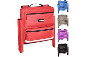 AbleWear Mobility Scooter Bag with Crutch Pockets – Red | Mobility Scooter Accessories | Expandable Storage | Disability Aids | Scooter Bag | Electric Mobility Scooter Bag | Bag for Mobility Scooter