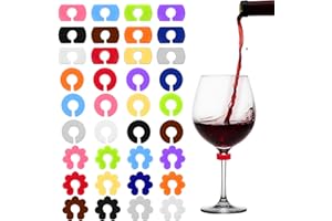 oruola Marcador de cristal de silicona, 36 unidades, marcador de cristal, de silicona, para marcar vasos, para copas de champán, copas de cóctel, vaso de martini, soporte para bolsas de té