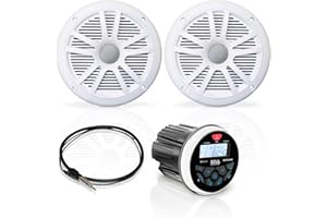 BOSS AUDIO SYSTEMS Boss Audio MCKGB350W. 6 Combo - Marine Gauge Radio w/Marine Antenna & 2 6. 5" Speakers - White